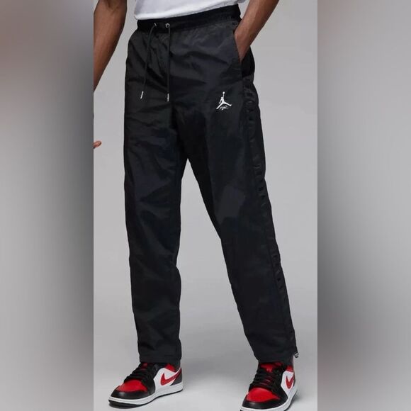Jordan Flight Black Nylon Windbreaker Track Pants Joggers Size S Logo Detail - Picture 1 of 12